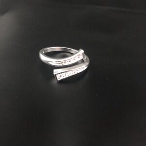Sterling Silver Open Wrap Ring with Pavé Accents - Silver